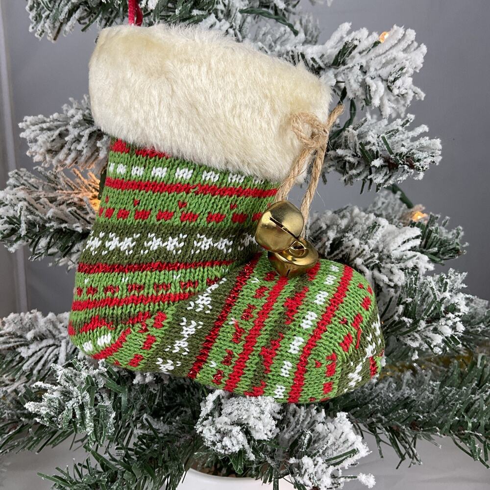 Christmas Ornament-Green And Red Stocking Ornament-The Bridge Collection